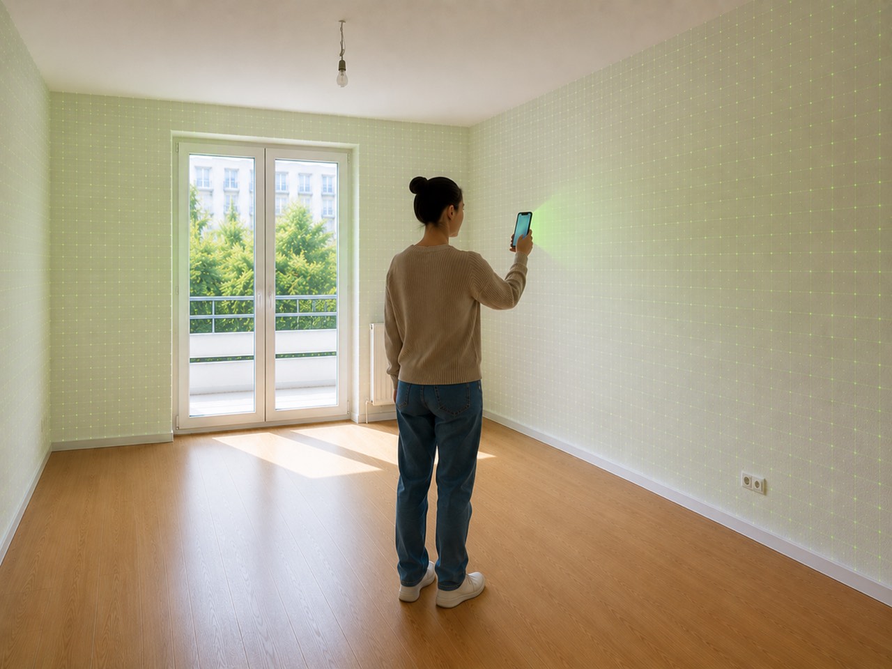 Geführter Scan einer Wohnung beim Einzug